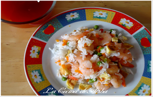 Arroz Tres Delicias Con Gambas Y Salsa Agridulce
