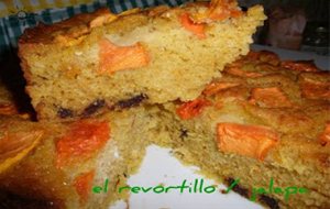 Bizcocho De Naranja Con Papaya Y Gotitas De Choco
