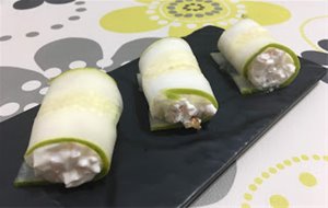 Canelones De Pepino Con Queso, Pavo Y Nueces
