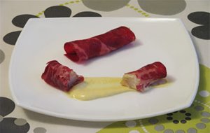 Rollitos De Rape Y Cecina Con Mayonesa De Mostaza
