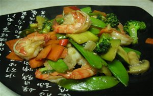 Revuelto De Verduras Con Gambas - Rau Xanh Toi Xao - 
