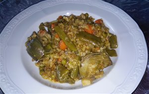 Arroz Integral Con Quinoa Y Verduras De Temporada  En Cocotte
