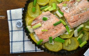 Salmón A La Sidra Con Patatas.
