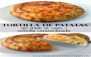 
tortilla De Patatas Con Queso De Cabra Y Cebolla Caramelizada
