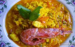 Arroz A La Albahaca Con Gambones
