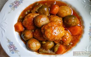 Albóndigas Con Coles De Bruselas Y Champiñones
