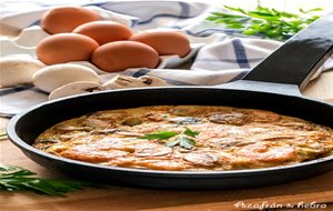 Tortilla De Champiñones Y Langostinos
