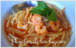 Fideos Con Langostinos.
