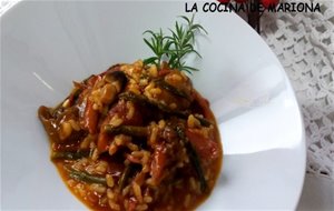 Arroz Con Confit De Pato, Espárragos Y Setas