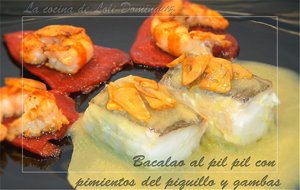 Bacalao Al Pil Pil Con Pimientos Del Piquillo Y Gambas
