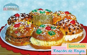 Divertido Roscón De Reyes Relleno De 3 Sabores, Nata, Trufa Y Crema Pastelera
