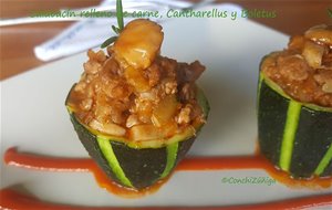 Calabacín Relleno De Carne Y Cantharellus
