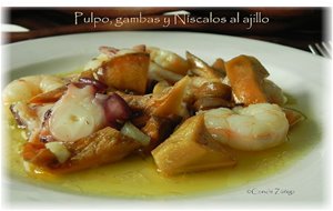 Pulpo, Gambas Y Níscalos Al Ajillo

