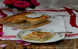 Lasaña Blanca De Verduras, Merluza Y Langostinos.
