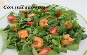 Ensalada Templada De Canónigos, Gambas Al Ajillo A La  Manzanilla Y Sherrys
