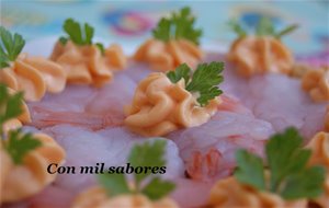 Crujiente De Carpaccio De Langostinos Con Mayonesa De Marisco
