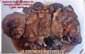 Redondo De Cerdo Relleno De Ciruelas, Pasas Y Piñones (olla Rápida)
