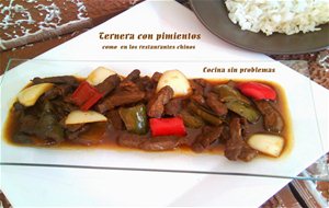 Ternera Con Pimientos Y Un Toque Picante, Receta Oriental.
