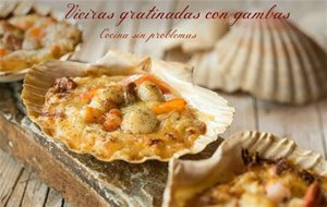 Vieiras Gratinadas Con Gambas
