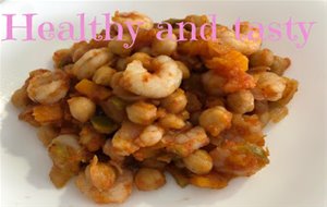 Garbanzos Con Calabaza Y Langostinos
