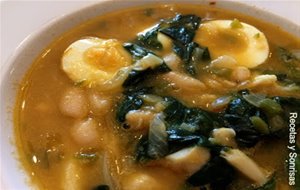 Sopa De Bacalao , Espinacas Y Alubias
