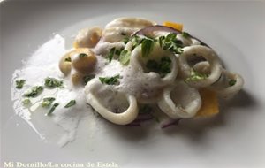 Ceviche De Calamar Con Espuma De Jengibre.
