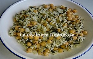 Ensalada De Arroz, Garbanzos Y Espinacas Express