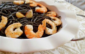 Espaguetis Al Ajillo Con Langostinos
