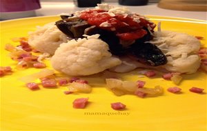 Coliflor Con Tomate, Jamón Y Champiñones
