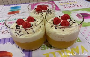 Vasitos Con Mousse De Chocolate Blanco Y Crema De Mango
