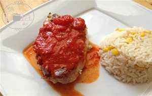 Steak De Puerco Con Salsa De Tomate Cherry
