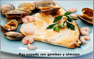 Pez Espada Con Gambas Y Almejas
