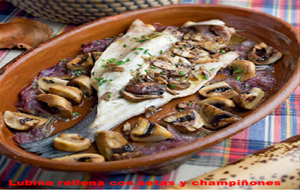 Lubina Rellena Con Setas Y Champiñones
