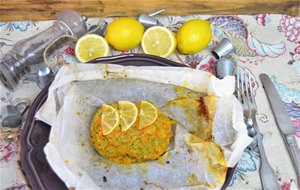 Merluza Con Brocoli Y Zanahorias En Papillote 
