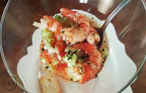 Cóctel De Tomate, Pepino Y Gambas
