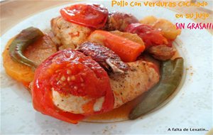 Pollo A La Cazuela Con Verduras En Su Jugo Sin Grasa
