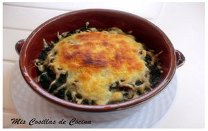 Espinacas A La Crema Con Jamón Gratinadas
