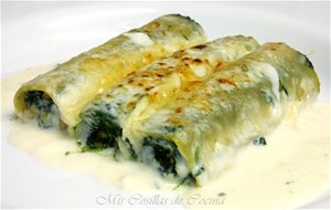 Canelones De Espinacas Y Gambas
