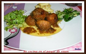 Albondigas De Pollo En Salsa De Carne Y Verduras
