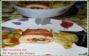 Rollo De Pavo Con Beicon Y Verduras
