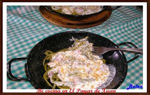 Fideos De Judías Verdes A La Carbonara
