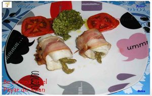 Rollitos De Merluza Y Beicon Con Verduras
