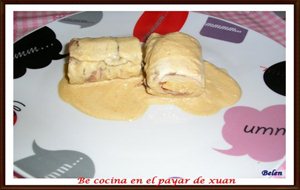 Rollitos De Pollo Con Crema Ligera De Afuega&#180;l Pitu Roxu
