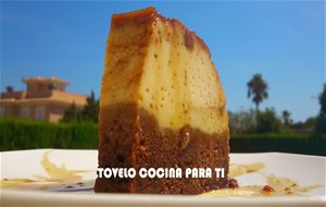 Tarta Mix De Flan Y Bizcocho Húmedo De Chocolate Al Caramelo

