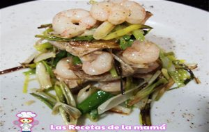 Receta De Atún Con Ajos Tiernos Y Gambas
