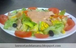 Receta De Ensalada De Pollo Con Salsa Rosa
