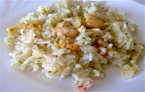 Arroz Blanco Con Gambas Y Calamar
