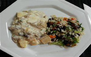 Bacalao Con Arroz Y Crema Griega
