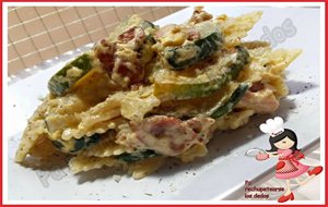 * Farfalle (pajaritas) A La Carbonara Con Calabacín (tradicional)
