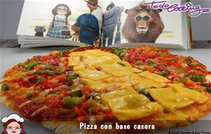 Pizza De Queso Cheddar, Pimientos Y Jamón Con Masa Casera
